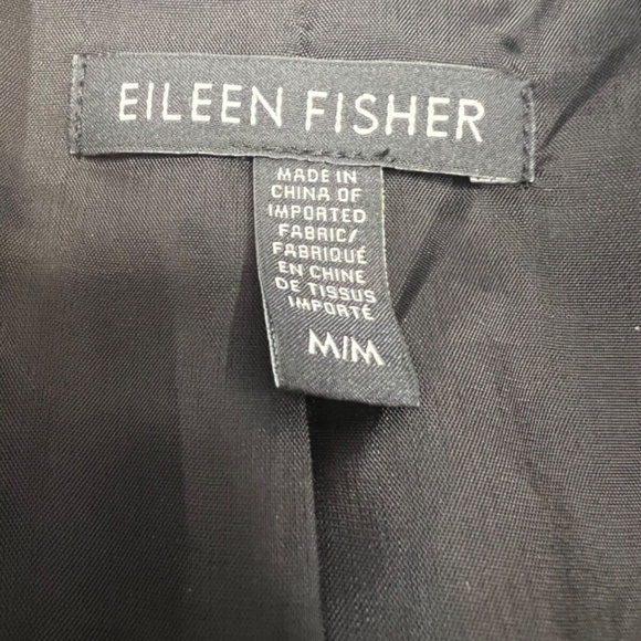 Eileen Fisher Charcoal Grandeur Jacquard High Collar Line Blazer Jacket Snaps M - Picture 7 of 11
